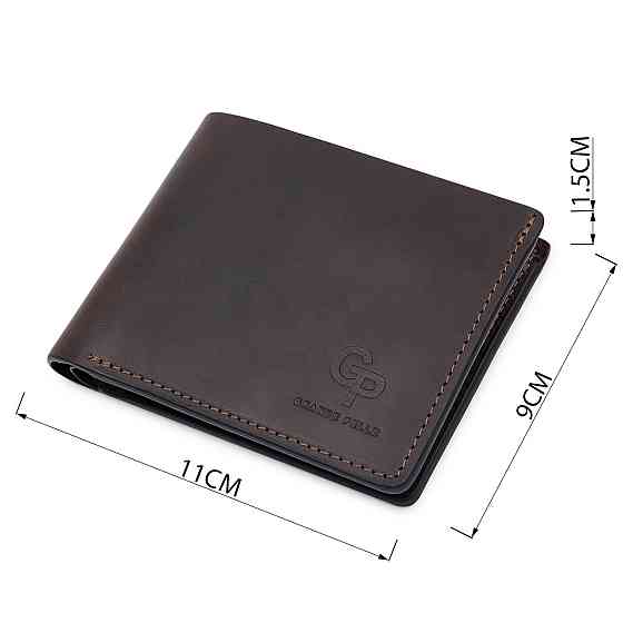 Шкіряне чоловіче вінтажне портмоне GRANDE PELLE 11553 Коричневий Київ