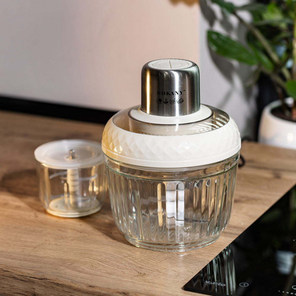 Чоппер Sokany 2в1 с чашами 0.5 и 1.5 л, 800 Вт, Белый Киев - изображение 5