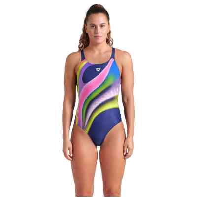 Купальник Arena Water Fluids Swimsuit Swim Pro 008837-570 Темно-синій/Рожевий/Салатовий 40 (3468337533290) Вінниця