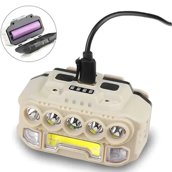 Ліхтар налобний Type-C 1x18650 Bailong HX-817 XPE + COB, USB - Type C,5 режимів роботи Київ