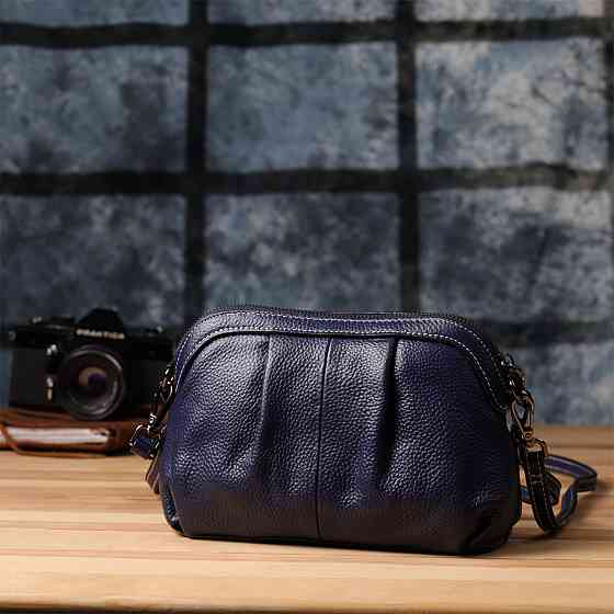 Женская кожаная сумка с эффектной драпировкой Vintage 22897 Синий Киев