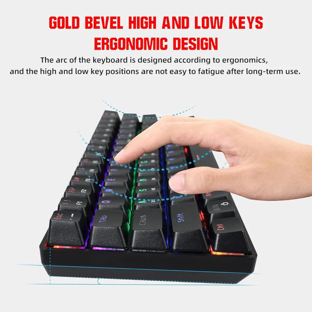 Ігрова механічна клавіатура Snpurdiri 60% V900 Black RGB підсвітка 61 клавіша дротова Type-C для геймерів та роботи Київ - фото 3