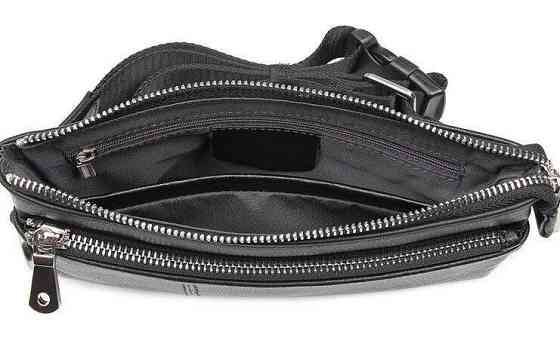 Сумка поясная зернистая кожаная Vintage 14976 Черная Киев