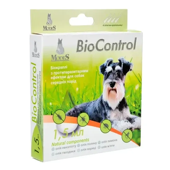 Біокраплі Біо контроль (BioControl) з протипаразитарним ефектом для котів та собак малих порід 1,5 мл, MODES Вінниця