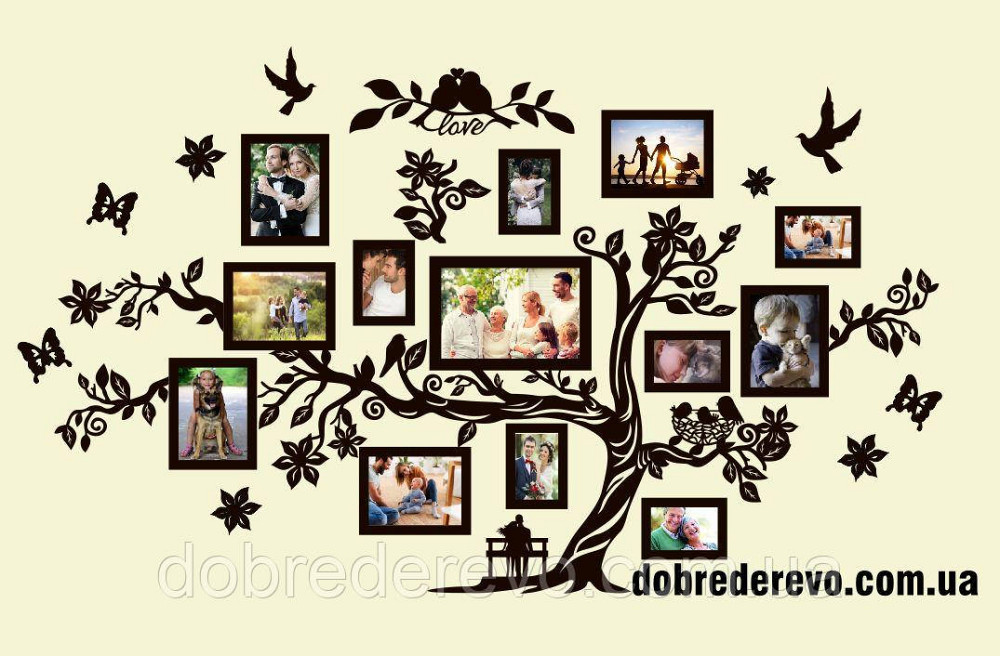 Сімейне дерево Love на 13 фото, родинне дерево на стіну з фото рамками Вижниця - фото 3