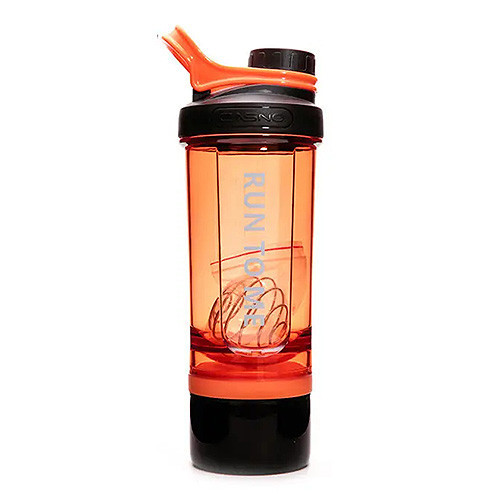 Шейкер спортивний з контейнером Casno 600 мл KXN-1199 з вінчиком Помаранчевий Київ - фото 1