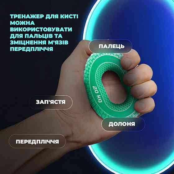 Еспандер кистьовий силіконовий PowerPlay PP-4333 Hand Grip Medium 20 кг. Зелений Кам'янське
