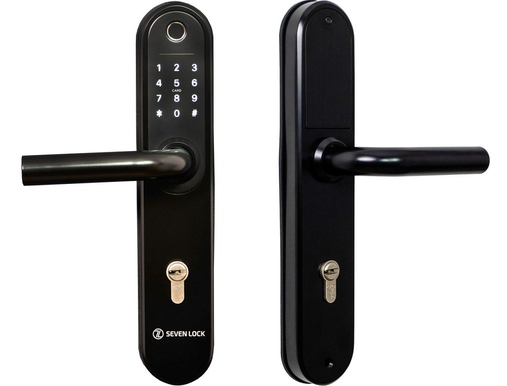 Умный дверной биометрический замок SEVEN LOCK SL-7768BF (85мм) black Киев - изображение 14