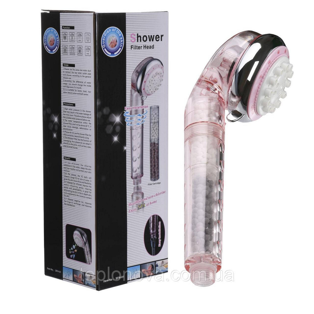 Лійка д/душа г/масаж. +КАРТРИДЖ (рожева) SFH-01 Pink Чернівці - фото 1