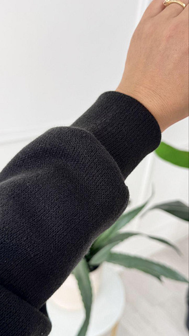 Женский стильный и теплый вязаный костюм осень-зима на трикотажной основе. Черный, 52/54 Одесса - изображение 6