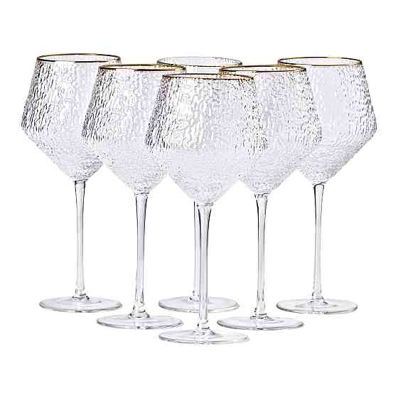 Yiwu Набір фактурних келихів, 600 мл з тонкою ніжкою, комплект з 6, для вина HP-16-3 Киев