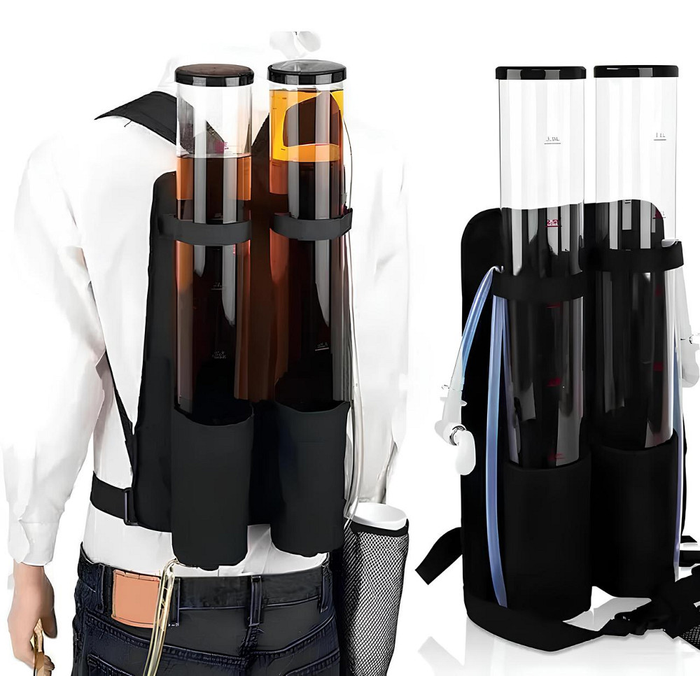 Рюкзак-дозатор RESTEQ на 6 л — портативний бар на спину з двома кранами і тримачем для склянок Київ - фото 1