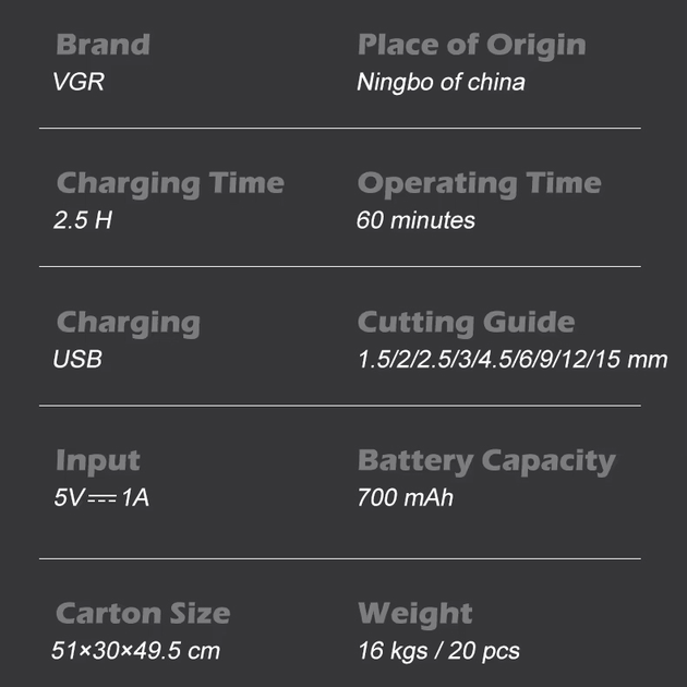Машинка для стрижки водонепроницаемая VGR V-910 700 mAh (9 насадок) Винница - изображение 9