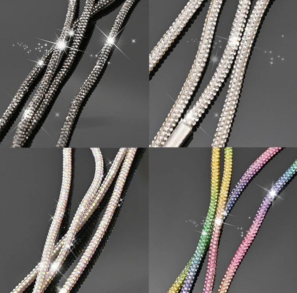 Шнурки зі стразами 2 шт Білий 120 см Смела - изображение 6