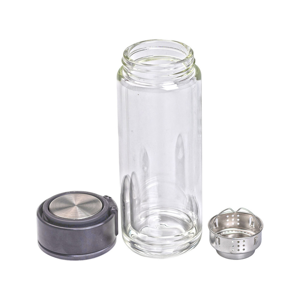 Термос скляний з подвійними стінками та ситечком 330 мл чорний HP-14-39B Коломия - фото 5