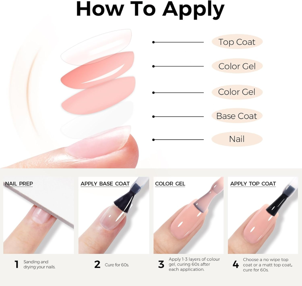 Гель-лак TOMICCA Jelly Nude Pink 8 мл, полупрозрачный нюдовый розовый, UV/LED, глянцевый, soak-off, для маникюра Киев - изображение 6