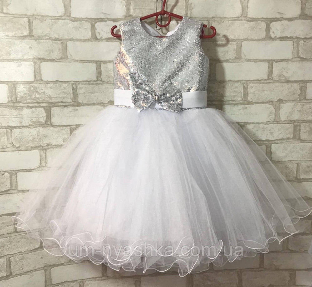Сукня Сніжинка Біле ошатне плаття для дівчинки з паєтками Кривий Ріг - фото 5