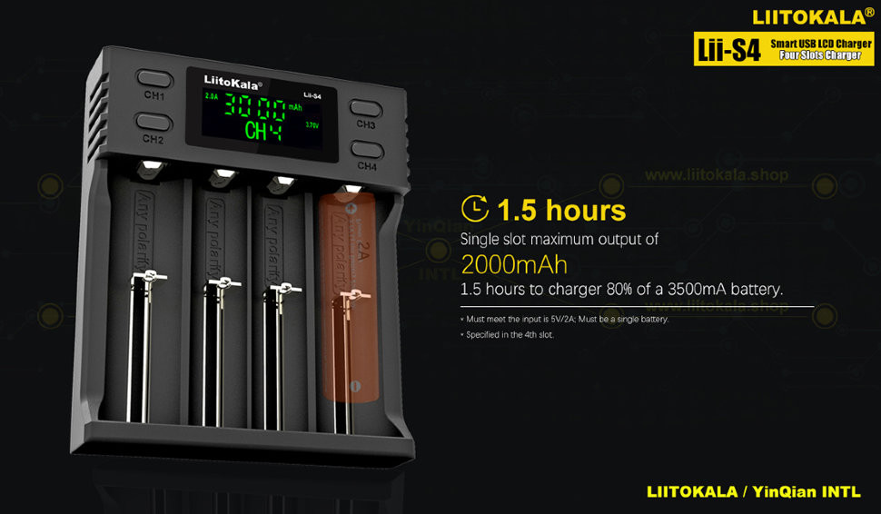 Зарядний пристрій Liitokala Lii-S4, 4 канала, Ni-Mh/Li-ion/LiFePo4, USB, LCD, Box Київ - фото 5