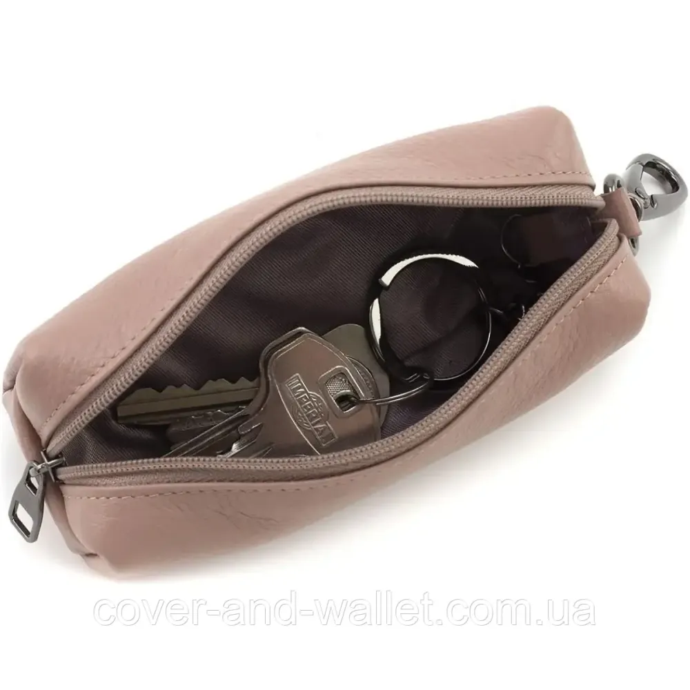 Елітна жіноча кишенькова ключниця пудрового кольору на блискавці Marco Coverna W005 Pudra Київ - фото 5