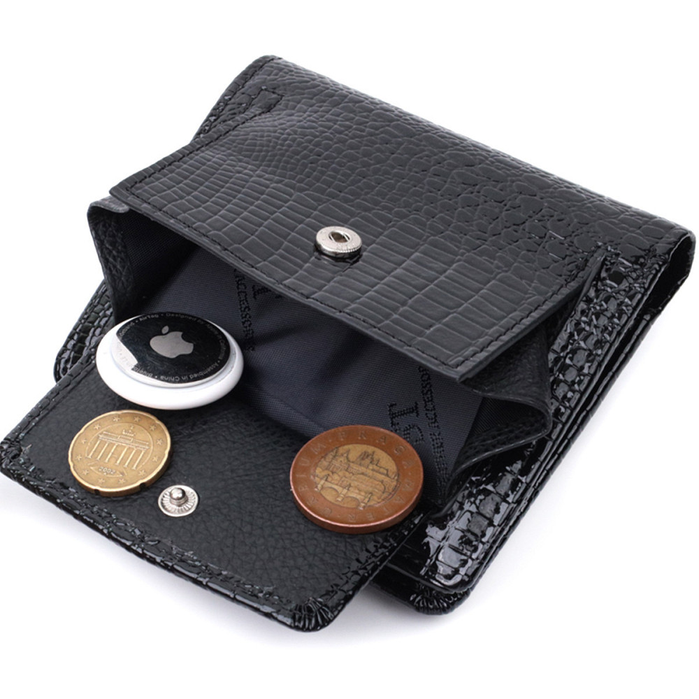 Гаманець для жінок середнього розміру з натуральної шкіри шкіри ST Leather 22686 Чорний Київ - фото 8