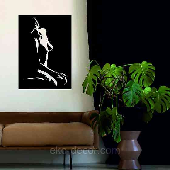 Декоративное настенное Панно «Силуэт женщины», Декор на стену 70*50 см, Черный Киев