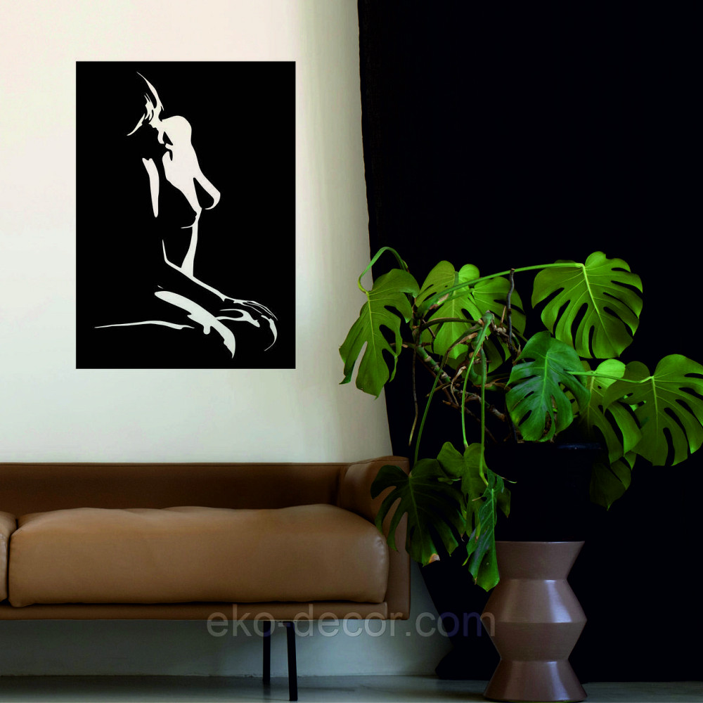 Декоративное настенное Панно «Силуэт женщины», Декор на стену 70*50 см, Черный Киев - изображение 1