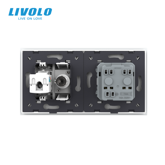 LIVOLO Розетка двомісна комбінована Силова Інтернет ТБ Livolo білий скло (VL-C7C1EU1V1C-11) Коломия