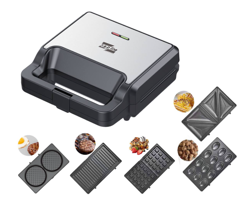 Вафельница 5в1 Zepline ZP-813, 2200 Вт, мультимейкер со съемными формами для вафель, сэндвичей, гриля Одесса - изображение 3