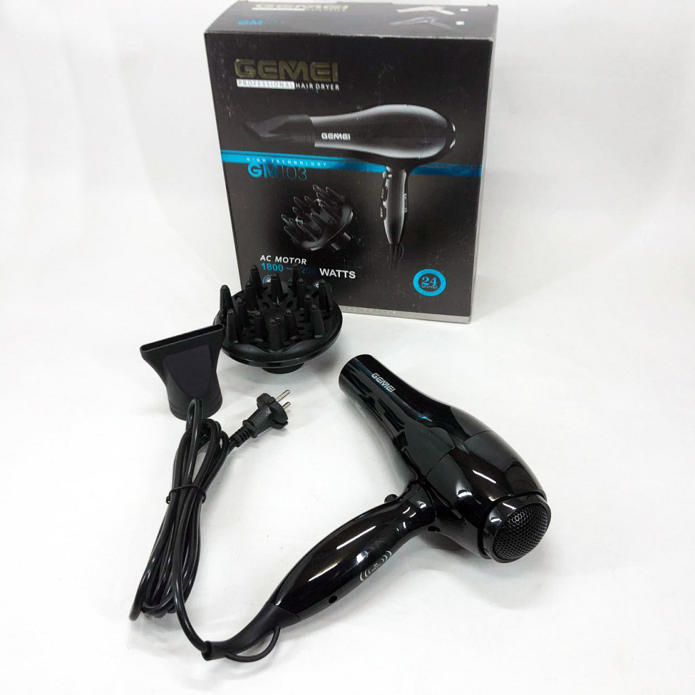 Потужний фен для волосся Gemei GM-103 2200 Вт, Електрофен з насадками, Фен без шкоди для волосся AC-53 Львів - фото 10