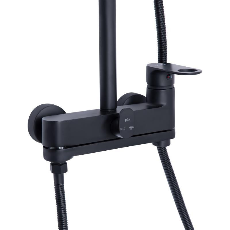 Душевая система для душа Qtap Jay на три потребителя (с изливом) QTJAY111BLM45549 Black Matt, латунь Харьков - изображение 4