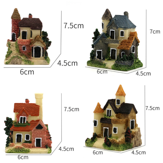 Декоративный Домик для мини-сада флорариума микроландшафта рокария аквариума  диорам моделизма Коричневий дах Одесса