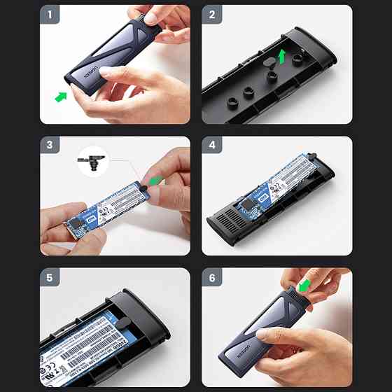 Зовнішня кишеня для SSD M.2 (NVME) M-KEY UGREEN 3.1 GEN2 CM400 сіра Винница