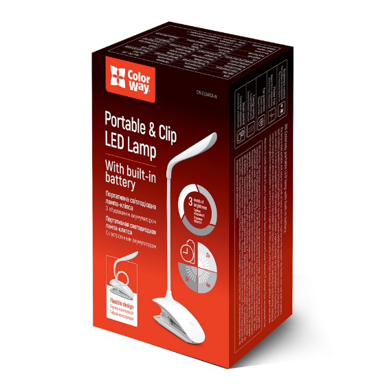 Лампа настільна LED з вбудованим акумулятором білий Flexible & Clip ColorWay Житомир - фото 4