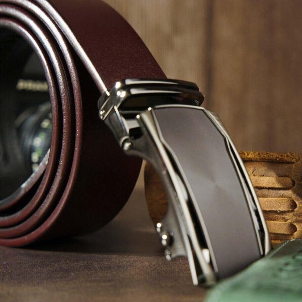 Ремень мужской c матовой вставкой на пряжке Vintage 20278 Коричневый Киев - изображение 8