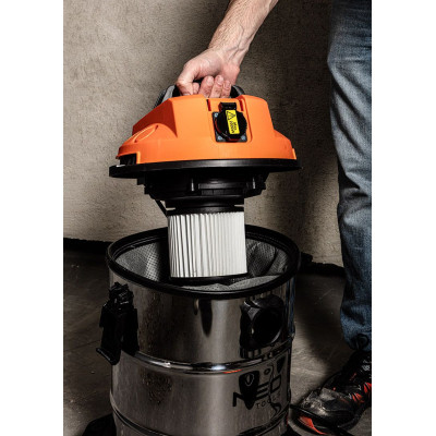 Пилосос будівельний Neo Tools 1400Вт, 18 кПа, 30л, HEPA, колеса, 5.92кг (04-738) Вінниця - фото 12