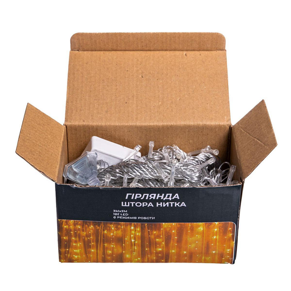 Новорічна гірлянда штора 3х3 м 192 LED кімнатна білий провід Жовтий ZWM33192LEDY Київ - фото 3