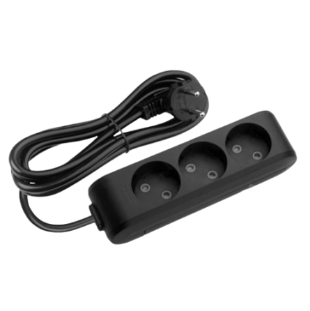 Подовжувач без заземлення 3 розетки 3м чорний Letitia Лезард Житомир