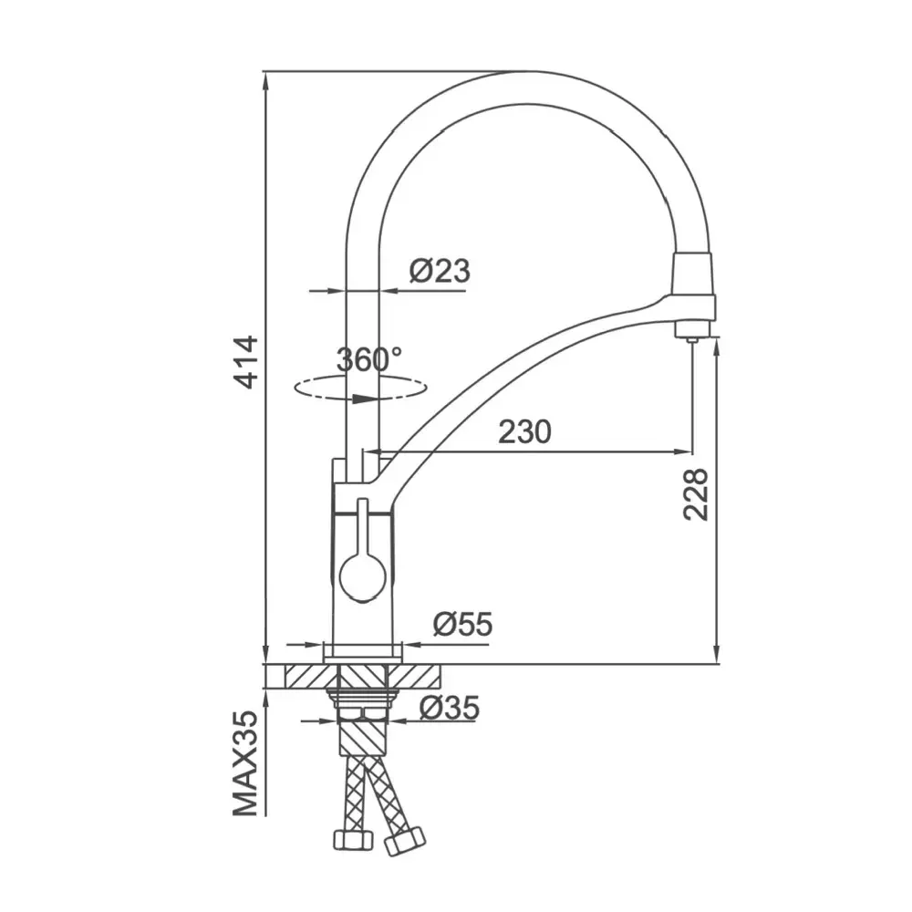Змішувач для кухні під фільтр Frap F4369 з гнучким виливом, хром/чорний Київ - фото 5