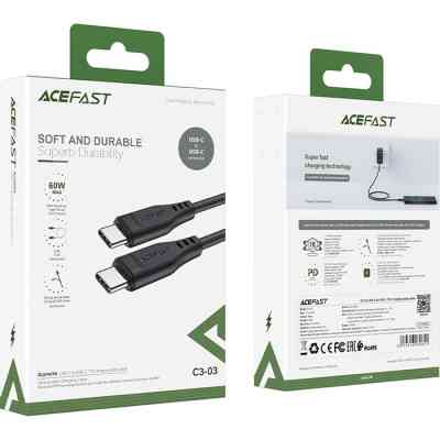 Дата кабель USB-C to USB-C 1.2m 3A TPE C3-03 Black Acefast (6974316280842) Вінниця