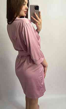 Халат жіночий шовковий під пояс Темно-рожевий L Харків