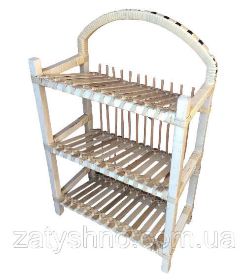 Этажерка плетеная из лозы и дерева светлая Киев - изображение 1