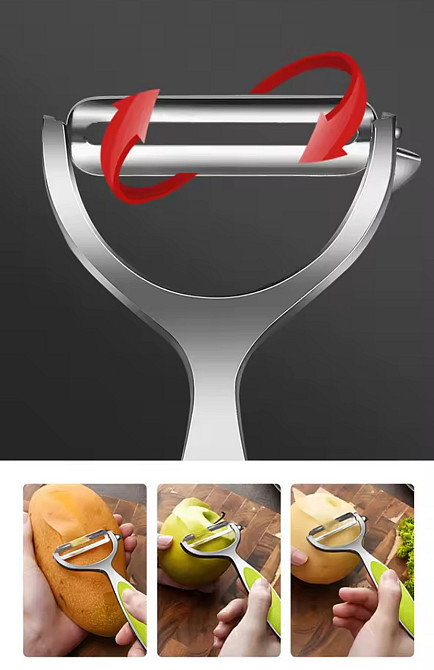 Овощечистка универсальная с нержавеющей стали 15 на 6,5 см салатовый Киев - изображение 5