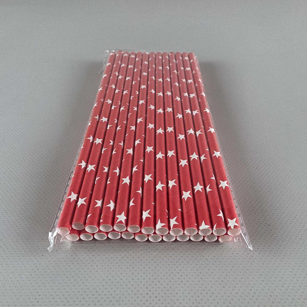 Соломка трубочка паперова Ø 5 мм 20 см "Зірка" червона 25 шт (1 пачка) Харків - фото 2