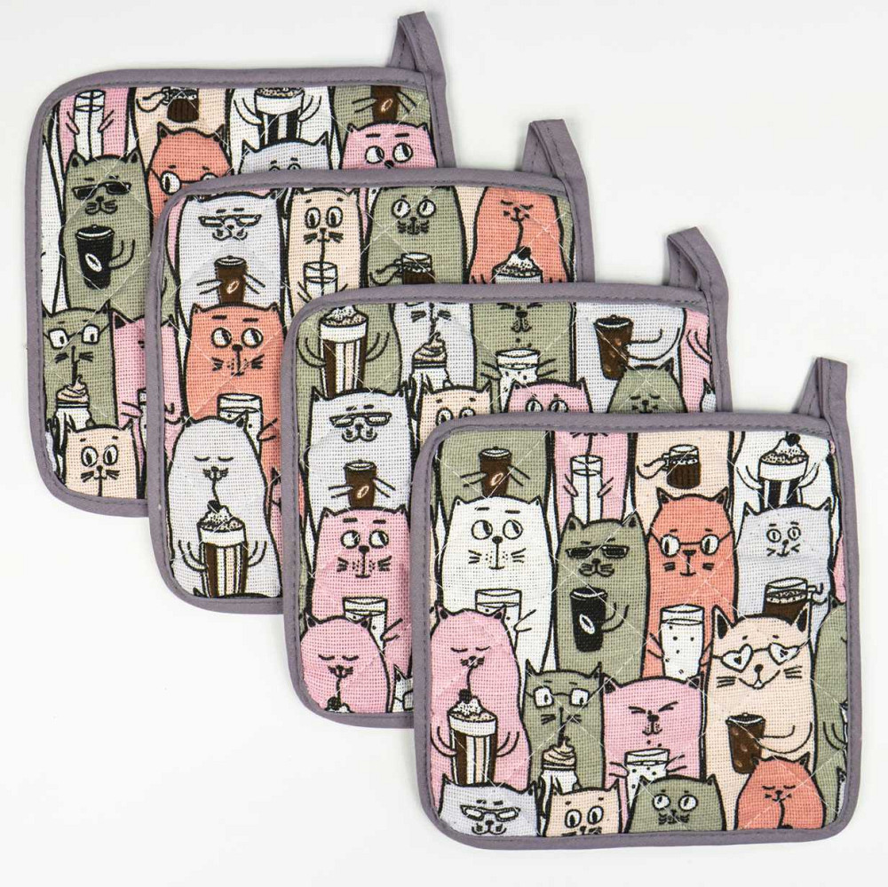 Прихватка з петелькою GM Textile Котики 17х17 см (Капучино) Суми - фото 2