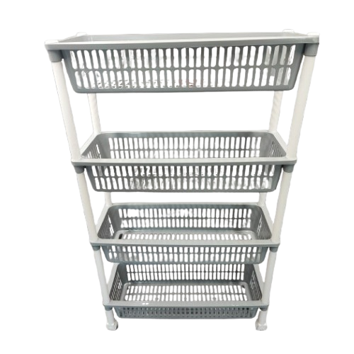 Етажерка прямокутна на 4 полиці на колесах пластик світло-сірий Nostalgia Slim ELIF Житомир - изображение 2