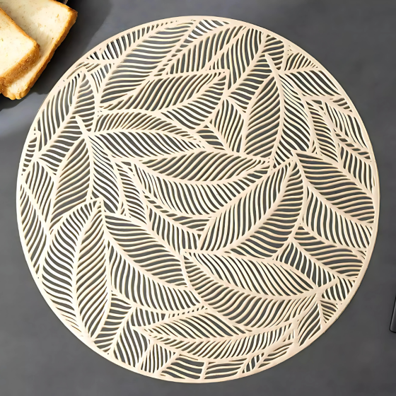 Сервировочная салфетка под горячее круглая 38х38 см, коврик сервировочный золотистый набор 2 шт Каменец-Подольский