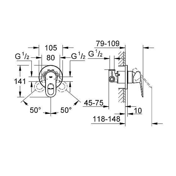 Змішувач прихованого монтажу для душу Grohe BauLoop 29042000 Київ