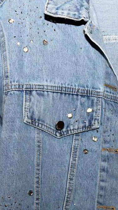 Джинсовая куртка женская оверсайз с камнями р 42-46 Харьков - изображение 7
