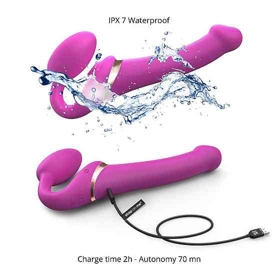 Безремневой вибрострапон с вакуумной стимуляцией Strap-On-Me MULTI ORGASM Fuchsia M, регулируемый Sex Aura Киев