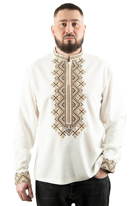 Вышиванка мужская,  льняная, молочная лен Юрма одяг, топ 60 Киев - изображение 1